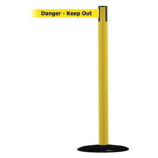 Barrier Post with Belt, 13 ft. L, Yellow