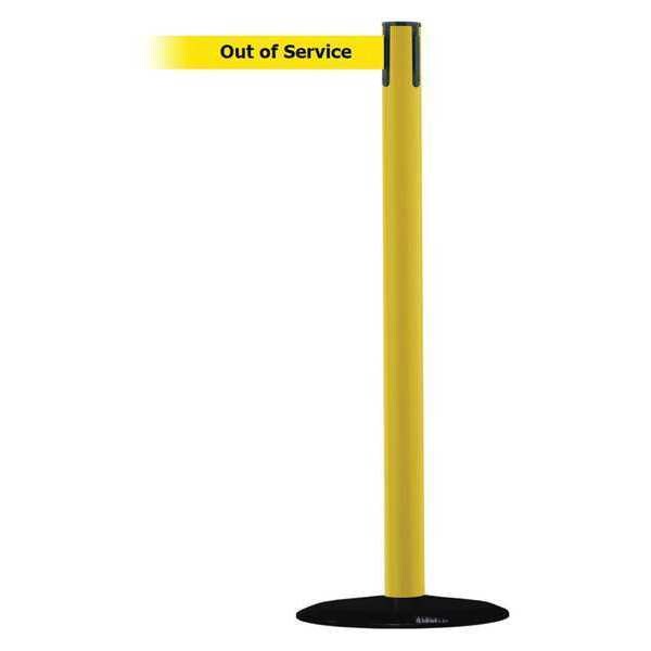 Barrier Post with Belt, 13 ft. L, Yellow
