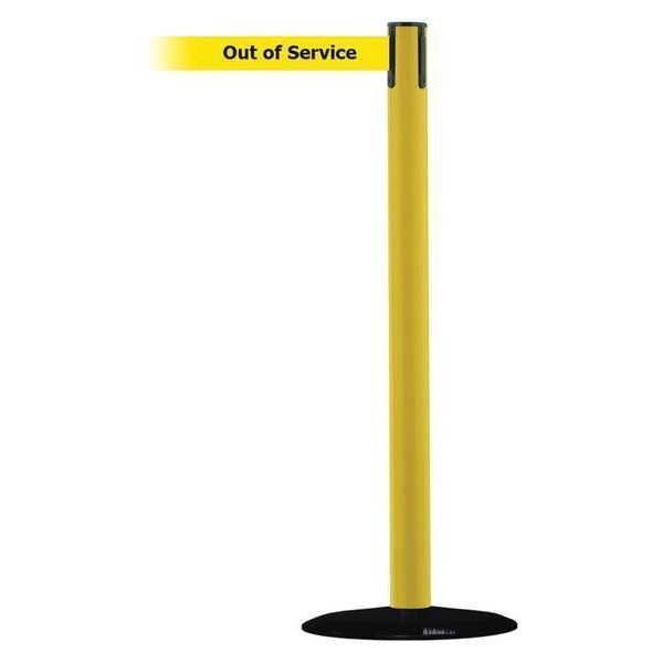 Barrier Post w/ Belt, 7-1/2 ft. L, Yellow