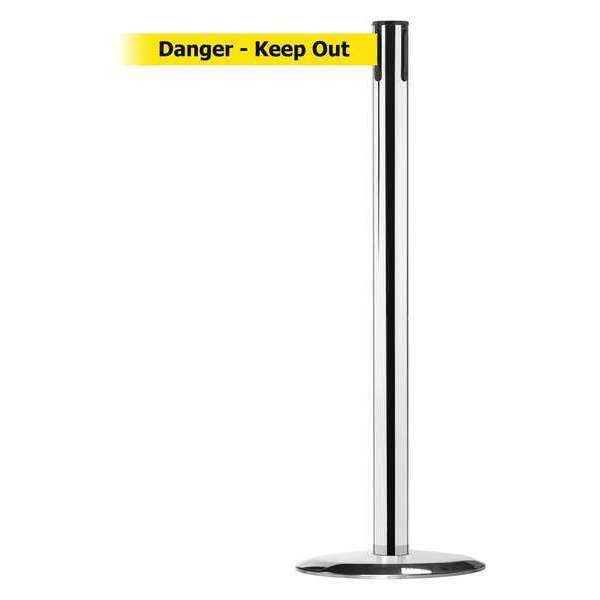 Barrier Post with Belt, Metal, 7-1/2 ft. L