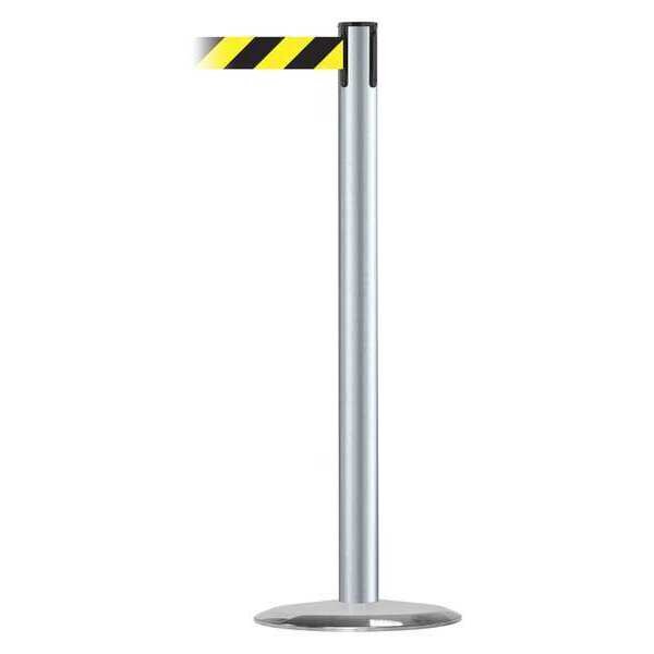 Barrier Post with Belt, Metal, 7-1/2 ft. L