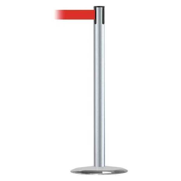 Barrier Post with Belt, Metal, 7-1/2 ft. L