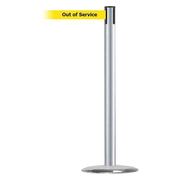 Barrier Post with Belt, Metal, 7-1/2 ft. L