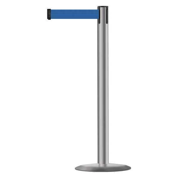 Barrier Post with Belt, Metal, 7-1/2 ft. L