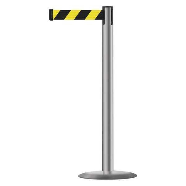 Barrier Post with Belt, Metal, 7-1/2 ft. L