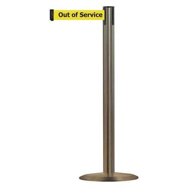 Barrier Post with Belt, Metal, 7-1/2 ft. L