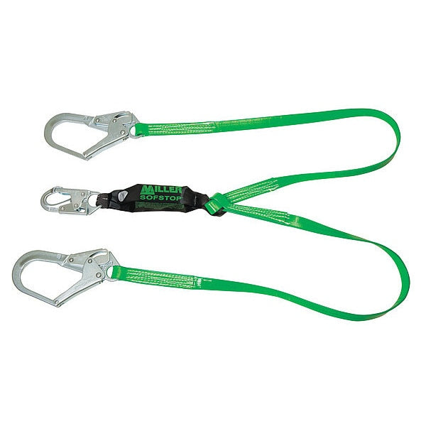 Liquid Repellant Shock Absorbing Lanyard, 310 lb. Weight Capacity, Green