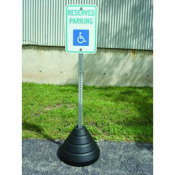 Black/Silver Sign Base with Post ; ft. metal