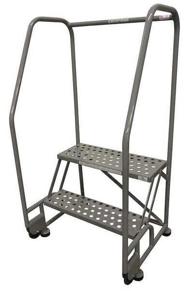 50 in H Steel Tilt and Roll Ladder, 2 Steps