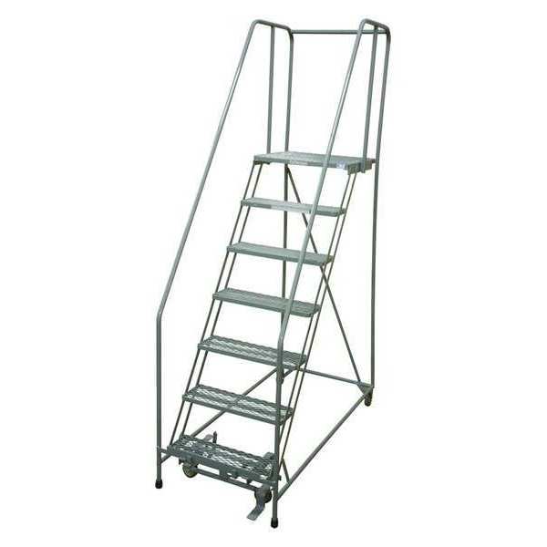 100 in H Steel Rolling Ladder, 7 Steps