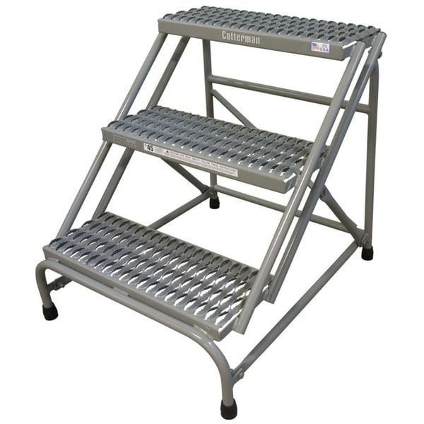 3 Steps, Steel Step Stand, 500 lb. Load Capacity, Gray