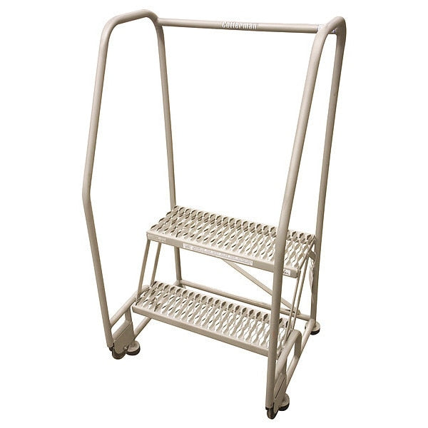 50 in H Stainless Steel Tilt and Roll Ladder, 2 Steps