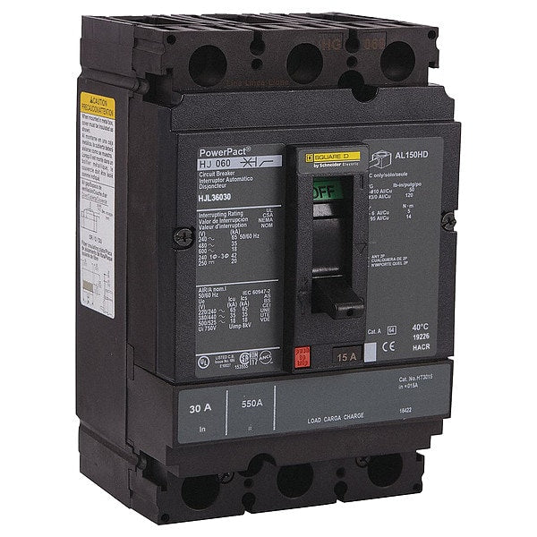 Molded Case Circuit Breaker, 30, 600VAC, 3 Pole, Unit Mount Lug Mounting Style