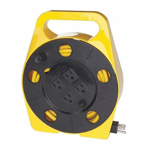 25 ft. 16/3 Cord Reel, w/Integrated Cord, 4 Outlets 10 Amps 4 Outlets