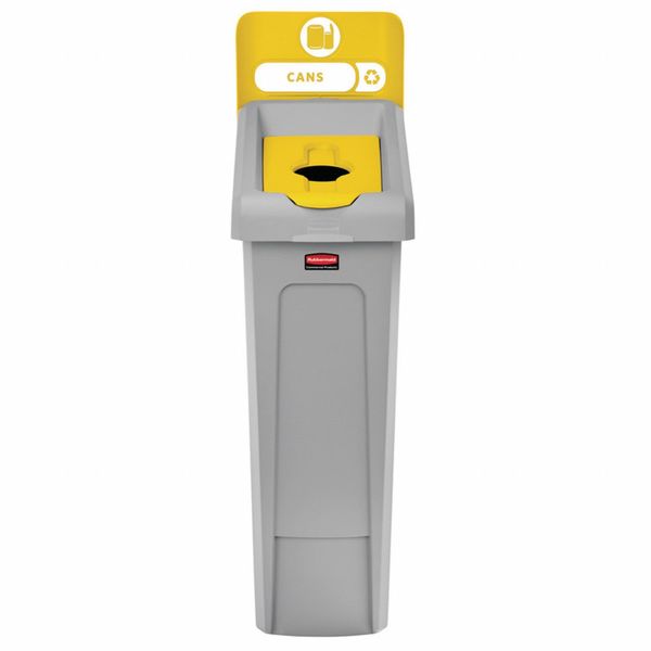 23 gal Rectangular Recycling Station, Flat with Top Opening, Silver Vein/Satin Alum, 1 Openings