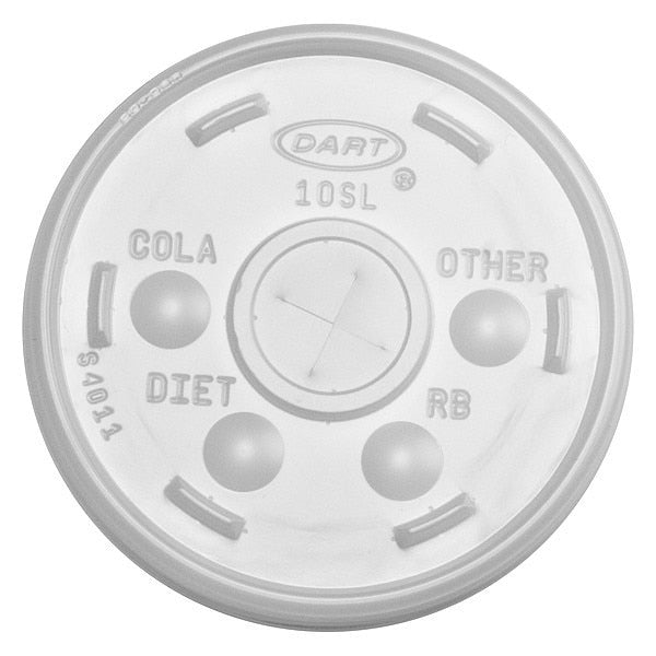 Lid for 10 oz. Cold Cup, Flat, Identification Buttons, Straw Slot, Clear, Pk1000