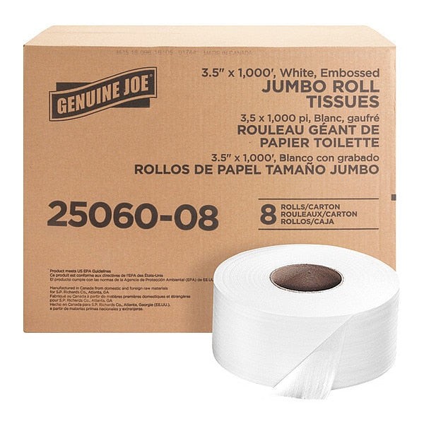 8 PK Jumbo Dispenser Roll Bath Tissue, PK8