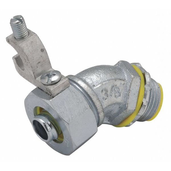 Liquidtight Conn, Ground Lug, 45 deg., 1/2
