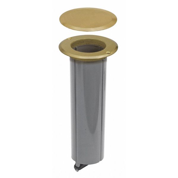 Floor Box Kit, Round, Drop-In, 15A, Brass