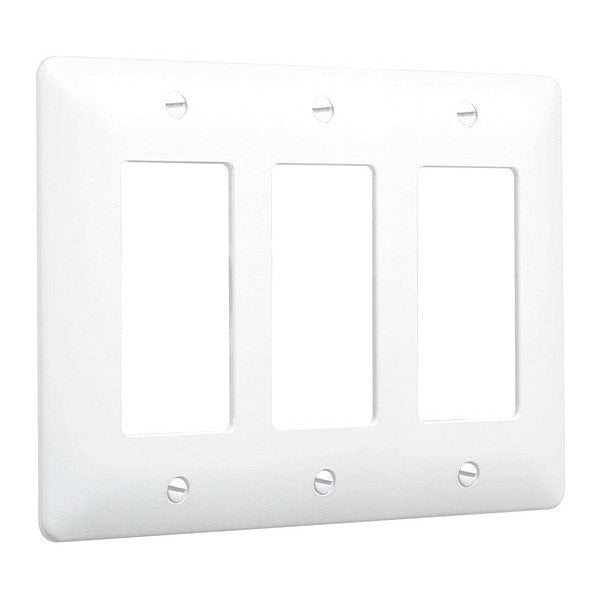 Masque Decorator Wall Plates, Number of Gangs: 3 Plastic, Textured Finish, White