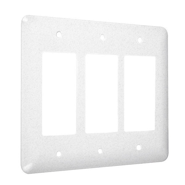 3-Decorator Maxi Wall Plates, Number of Gangs: 3 Metal, Textured Finish, White