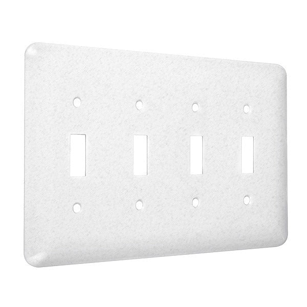 4-Toggle Maxi Wall Plates, Number of Gangs: 4 Metal, Textured Finish, White