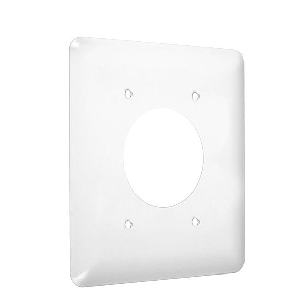 Single Receptacle Maxi Wall Plates, Number of Gangs: 2 Metal, Smooth Finish, White