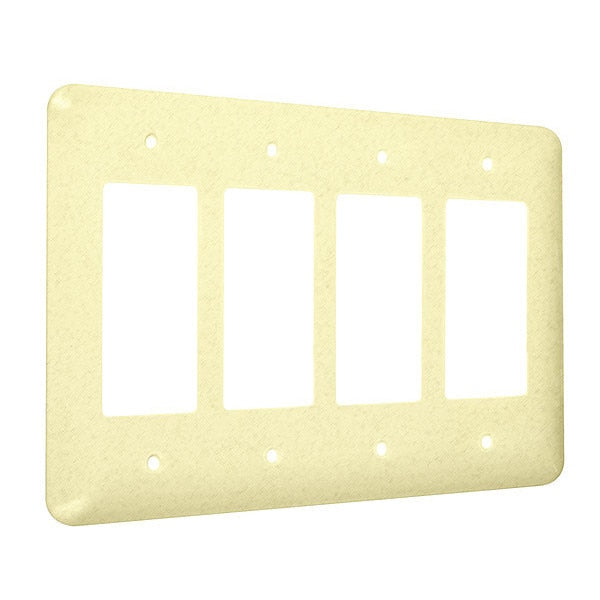 4-Decorator Maxi Wall Plates, Number of Gangs: 4 Metal, Textured Finish, Ivory
