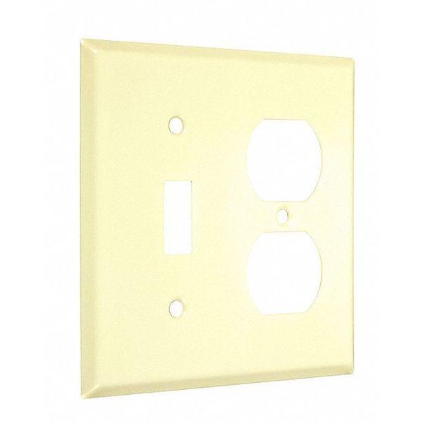 Toggle/Duplex Standard Wall Plates, Number of Gangs: 2 Metal, Smooth Finish, Ivory