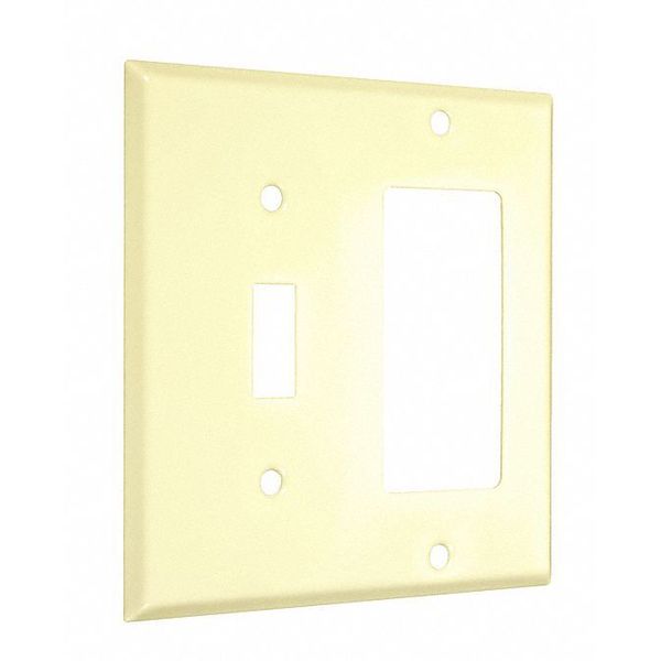 Toggle/Decorator Standard Wall Plates, Number of Gangs: 2 Metal, Smooth Finish, Ivory