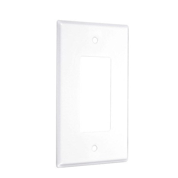 Decorator Jumbo Wall Plates, Number of Gangs: 1 Metal, Smooth Finish, White