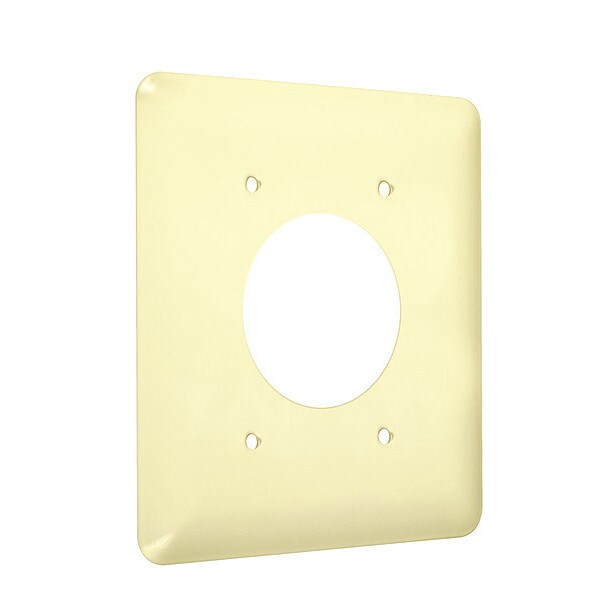Single Receptacle Wall Plates, Number of Gangs: 2 Metal, Smooth Finish, Ivory