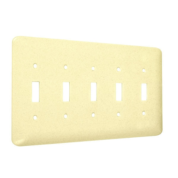 5-Toggle Maxi Wall Plates, Number of Gangs: 5 Metal, Textured Finish, Ivory