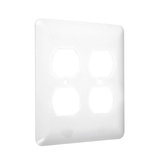 2-Duplex Maxi Wall Plates, Number of Gangs: 2 Metal, Smooth Finish, White