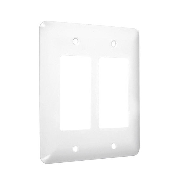 2-Decorator Maxi Wall Plates, Number of Gangs: 2 Metal, Smooth Finish, White