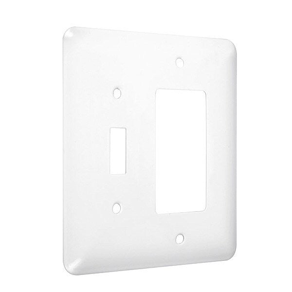 Toggle/Decorator Maxi Wall Plates, Number of Gangs: 2 Metal, Smooth Finish, White
