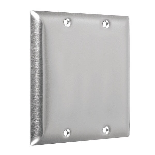 2-Blank Standard Wall Plates, Number of Gangs: 2 Metal, Stainless Steel