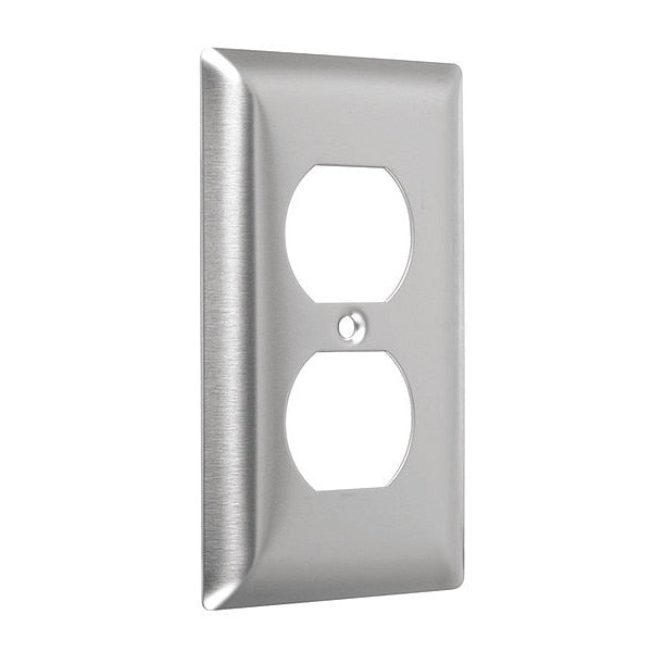 Duplex Standard Wall Plates, Number of Gangs: 1 Metal, Stainless Steel