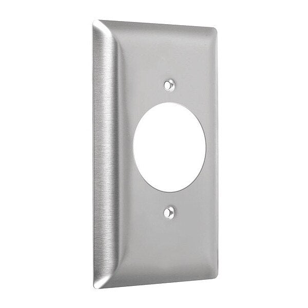 Single Receptacle Standard Wall Plates, Number of Gangs: 1 Metal, Stainless Steel