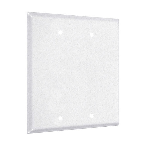 2-Blank Standard Wall Plates, Number of Gangs: 2 Metal, Textured Finish, White