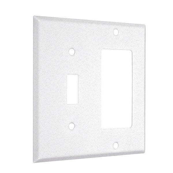 Toggle/Decorator Standard Wall Plates, Number of Gangs: 2 Metal, Textured Finish, White
