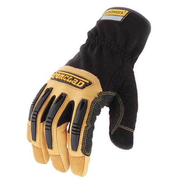Mechanics Gloves, 2XL, Tan, Leather, Leather/Ribbed Nylon/Spandex