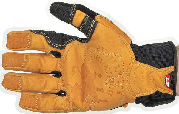 Mechanics Gloves, 2XL, Tan, Leather, Leather/Ribbed Nylon/Spandex