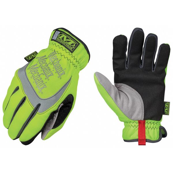 Hi-Vis Mechanics Gloves, M, Yellow, Anatomically Designed Two-Piece, Trekdry(R)