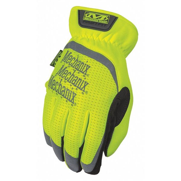 Hi-Vis Mechanics Gloves, M, Yellow, Anatomically Designed Two-Piece, Trekdry(R)