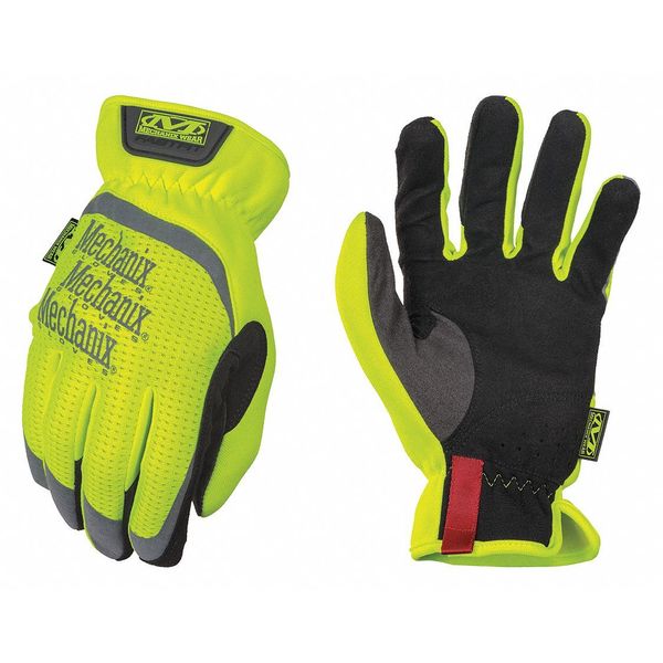 Hi-Vis Mechanics Gloves, M, Yellow, Anatomically Designed Two-Piece, Trekdry(R)