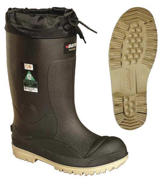 Size 11 Men's Steel Rubber Boot, Black/Amber