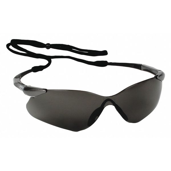 Safety Glasses, Wraparound Smoke Polycarbonate Lens, Scratch-Resistant