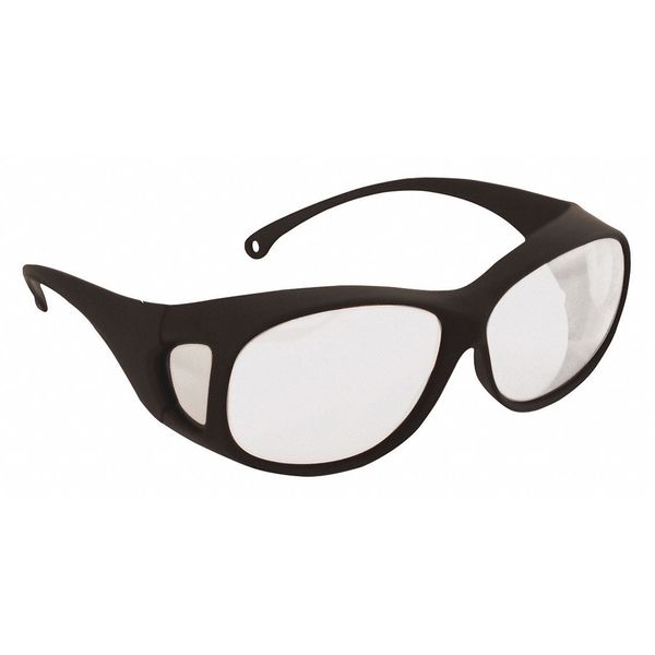 Safety Glasses, OTG-Wraparound Clear Polycarbonate Lens, Anti-Fog, Scratch-Resistant