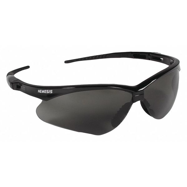 V30 Nemesis Safety Glasses, Anti-Fog, Scratch-Resistant, Wraparound, Black Half-Frame, Smoke Lens